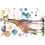 Ambiance - sticker stickers animaux girafe artistique aquarelle