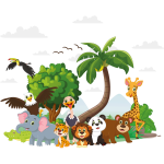 Ambiance - sticker stickers animaux heureux en groupe