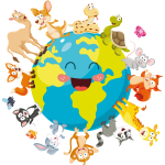 Ambiance - sticker stickers animaux heureux sur la plan�te terre