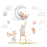 Ambiance - sticker stickers animaux lapins et leurs amis de la for�t aquarelle