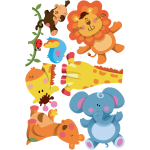Ambiance - sticker stickers animaux lion et ses amis de la jungle