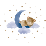 Ambiance - sticker stickers animaux ourson r�veur sur la lune