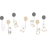 Ambiance - sticker stickers animaux rigolos et les ballons dans les airs