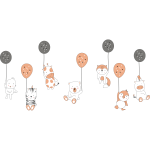 Ambiance - sticker stickers animaux rigolos et les ballons f�eriques