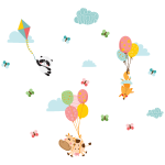 Ambiance - sticker stickers animaux rigolos et les cerfs - volants