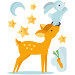 Ambiance - sticker sticker animaux scandinaves lapin et le faon