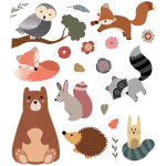 Ambiance - sticker sticker animaux scandinaves ours et ses amis