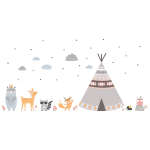 Ambiance - sticker stickers animaux scandinaves et tipis indiens