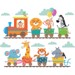 Ambiance - sticker stickers animaux dans le train color
