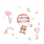 Ambiance - sticker stickers animaux volants ours en parachute