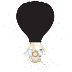 Ambiance - sticker sticker ardoise et animaux en montgolfi�re + 1 craie liquide blanche