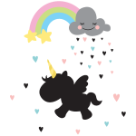 Ambiance - sticker sticker ardoise licorne et pluie de c?urs + 1 craie liquide blanche