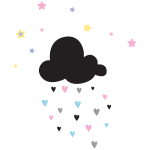 Ambiance - sticker sticker ardoise nuage ciel �toil� et pluie de c?urs + 1 craie liquide blanche