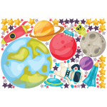 Ambiance - sticker stickers astronaute et les plan�tes + 80 �toiles