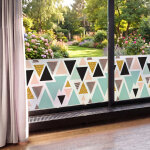 Ambiance - sticker autocollant pour vitre et fen�tre d�poli privatif imprim� triangles scandinaves