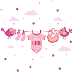 Ambiance - sticker stickers baby shower corde  linge fille
