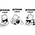 Ambiance - sticker sticker b�b� � bord personnalis� et ses 3 oursons