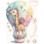 Ambiance - sticker sticker b�b� girafe en montgolfi�re