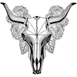Ambiance - sticker sticker boh�me t�te de buffle avec fleurs
