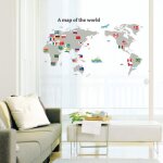 Ambiance - sticker sticker carte du monde et drapeaux