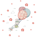 Ambiance - sticker stickers chambre enfant animaux dans les airs et les ballons volants