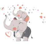 Ambiance - sticker stickers chambre enfant animaux �l�phants et c?urs volants