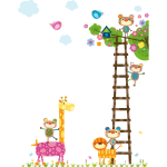 Ambiance - sticker stickers chambre enfant animaux sur l'�chelle du bonheur