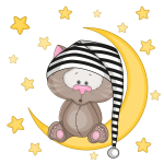 Ambiance - sticker sticker chat dormeur au clair de la lune