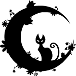 Ambiance - sticker sticker chat fleuri et la lune