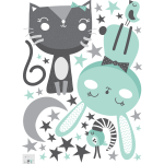 Ambiance - sticker stickers chat, lapin et oiseaux veilleurs de nuits
