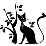 Ambiance - sticker sticker chat avec papillon sur la queue