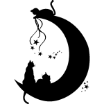 Ambiance - sticker sticker chats sur la lune avec les �toiles