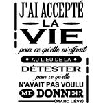 Ambiance - sticker sticker citation j'ai accept� la vie - marc l�vy