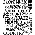 Ambiance - sticker sticker citation musique i love music, punk, rap, pop
