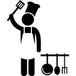 Ambiance - sticker sticker cuisinier avec ustensiles de cuisine