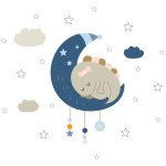 Ambiance - sticker sticker dinosaure fait dodo sur la lune