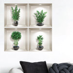 Ambiance - sticker stickers effet 3d bambous dans les vases noir