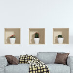 Ambiance - sticker sticker effet 3d cactus en pot blanc