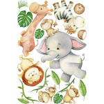 Ambiance - sticker stickers �l�phant et ses amis de la savane
