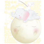 Ambiance - sticker stickers �l�phant et lapin sur la lune et 110 �toiles + 100 �toiles phosphorescentes ...