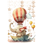 Ambiance - sticker sticker �l�phant en montgolfi�re aquarelle