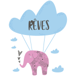 Ambiance - sticker sticker �l�phant rose dans les nuages scandinaves