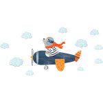 Ambiance - sticker stickers enfant animaux ourson pilote de ligne