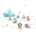 Ambiance - sticker stickers enfant animaux et tipis indiens