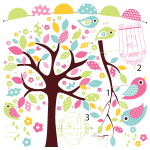 Ambiance - sticker stickers enfant arbre au printemps et les oiseaux