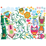 Ambiance - sticker stickers enfant hiboux et leurs arbre magique