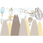 Ambiance - sticker stickers enfant montagnes scandinaves animaux du cirque