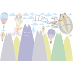 Ambiance - sticker stickers enfant montagnes scandinaves animaux malicieux