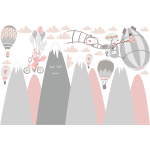 Ambiance - sticker stickers enfant montagnes scandinaves animaux rigolos