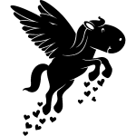 Ambiance - sticker sticker enfant poney avec des ailes et coeurs